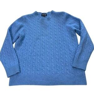 Allen Solly Blue 100% 2-Ply Cashmere Cable Knit Crewneck Sweater XL